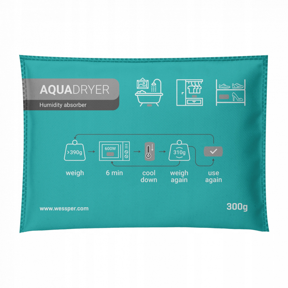 Wielorazowy pochłaniacz wilgoci AQUADRYER Wessper - Miętowy